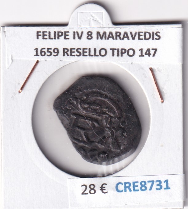 CRE8731 MONEDA ESPAÑA FELIPE IV 8 MARAVEDIS 1659 RESELLO TIPO 147