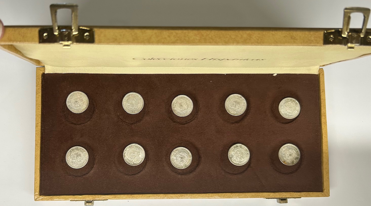 CREXP723 ESTUCHE 10 MONEDAS ESPAÑA ALFONSO XII 50 CENTIMOS PLATA