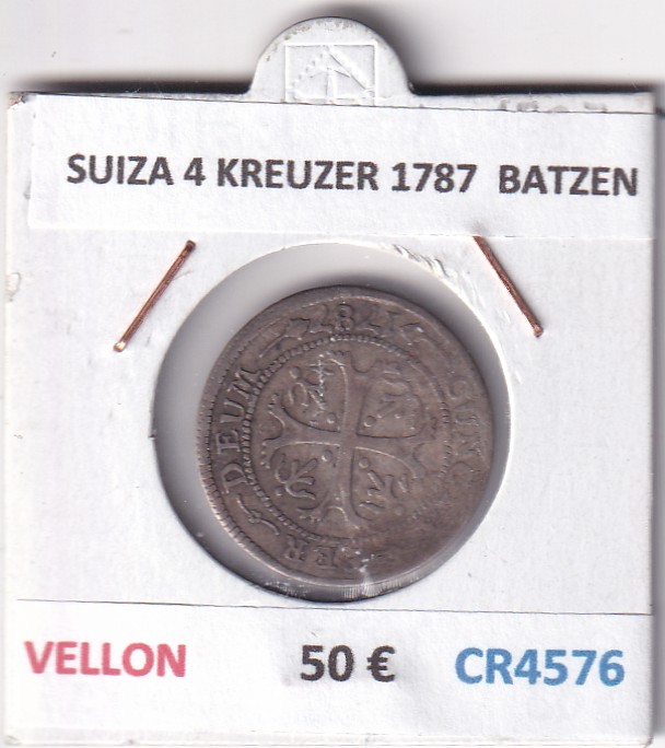 CR4576 MONEDA SUIZA 4 KREUZER 1787  BATZEN VELLON