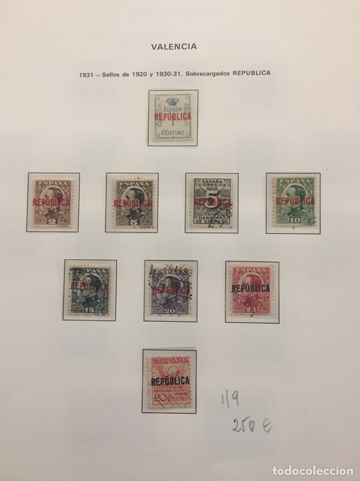 1931-SELLOS DE 1920 Y 1930-31.SOBRECARGADO REPUBLICA .VALENCIA N 1/9 nuevo