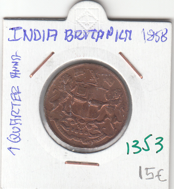 CR1353 MONEDA INDIA BRITANICA 1 CUARTO 1858 MBC+