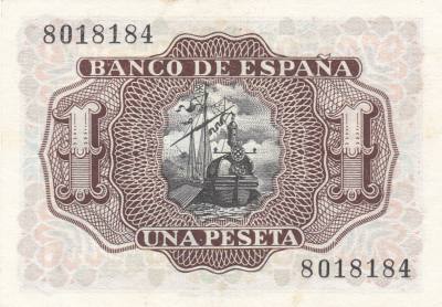 BILLETE ESPAÑA 1 PESETA 1953 SIN SERIE