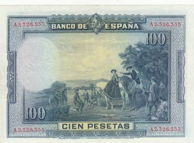 BILLETE ESPAÑA 100 PESETAS 1928 DESCOLORIDO