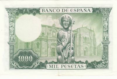 BILLETE ESPAÑA 1000 PESETAS 1965 SIN SERIE