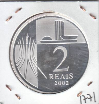 E1771 MONEDA BRASIL 2 REALES 2002 PLATA PROOF