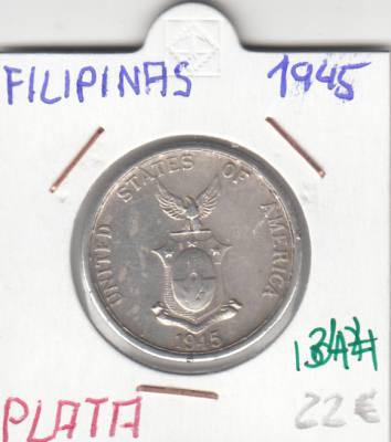 CR1346 MONEDA FILIPINAS 1945 PLATA EBC
