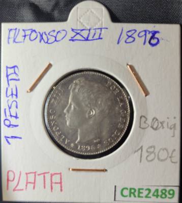 CRE2489 Moneda España Alfonso XIII 1 Peseta 1896 Plata