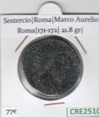 MONEDA ROMANA SESTERCIO ROMA MARCO AURELIO ROMA 171-172