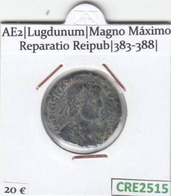 MONEDA ROMANA AE2 LUGDUNUM MAGNO MAXIMO REPARATIO 383-388