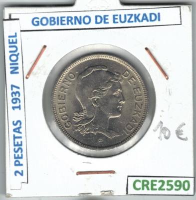 CRE2590 MONEDA 2 PTAS GUERRA CIVIL GOBIERNO DE EUZKADI NIQUEL 1937
