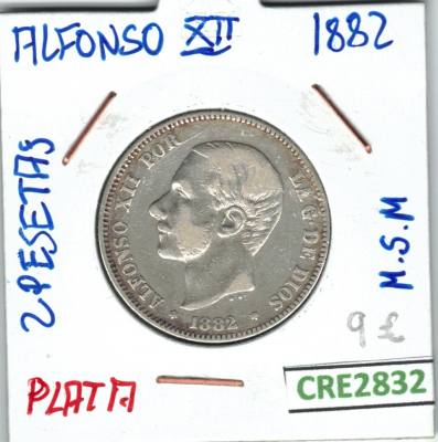 CRE2832 MONEDA 2 PTAS ALFONSO XII PLATA 1882