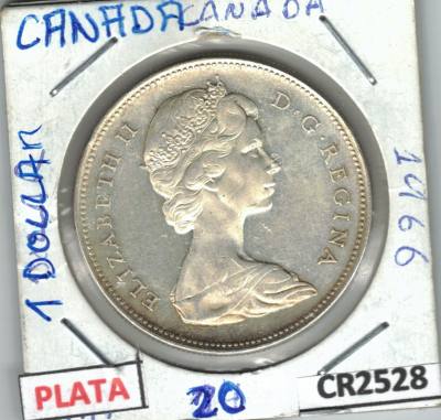 CR2528 MONEDA 1 DOLLAR CANADA PLATA 1966