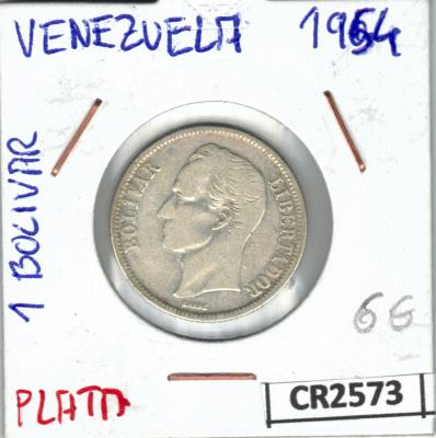 CR2573 MONEDA 1 BOLIVAR VENEZUELA PLATA 1954