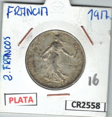 CR2558 MONEDA 2 FRANCOS FRANCIA PLATA 1917