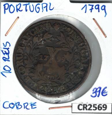 CR2569 MONEDA 10 REIS PORTUGAL COBRE 1799