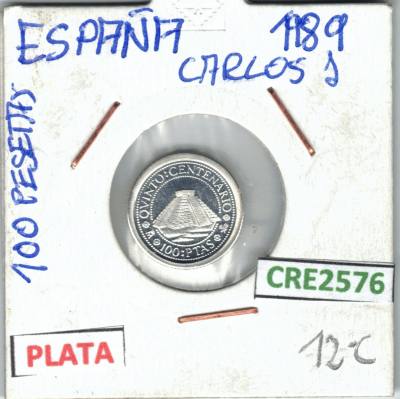 CRE2576 MONEDA 100 PESETAS ESPAÑA JUAN CARLOS I PLATA 1989