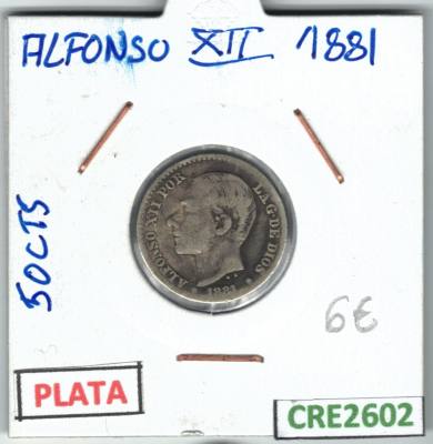 CRE2602 MONEDA 50 CTS ALFONSO XII PLATA 1881