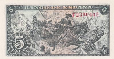 CRBS0097  BILLETE ESPAÑA 5 PESETAS 1945 SIN CIRCULAR 