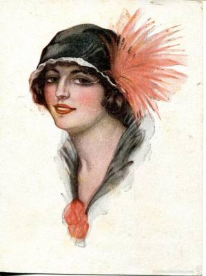 dama con sombrero de plumas
