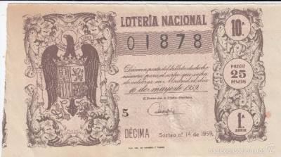 LOTERÍA NACIONAL AÑO 1959