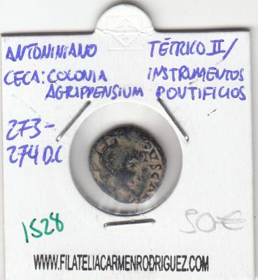 CRE1528 Antoniniano Colonia Agrippensium Tétrico II/Instrumentos Pontificios 273-274