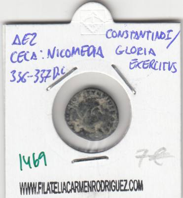 CRE1469 Ae2 Nicomedia Constantino I/Gloria Exercitus 336-337