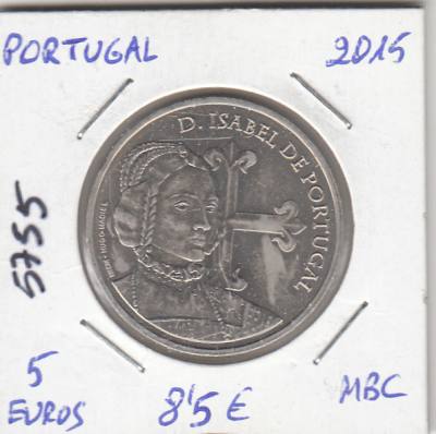 E5755 MONEDA PORTUGAL 5 EUROS 2015 MBC