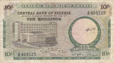 CRBX252 BILLETE NIGERIA 10 SHILLINGS BC 