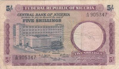 CRBX253 BILLETE NIGERIA 5 SHILLINGS BC 