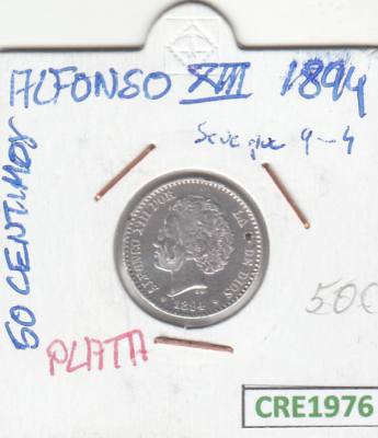 CRE1976 MONEDA ESPAÑA ALFONSO XIII 50 CENTIMOS 1894 PLATA