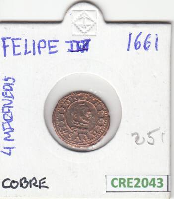 CRE2043 MONEDA ESPAÑA FELIPE IV 4 MARAVEDIS 1661