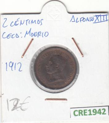 CRE1942 MONEDA ESPAÑA ALFONSO XII 2 CENTIMOS 1912