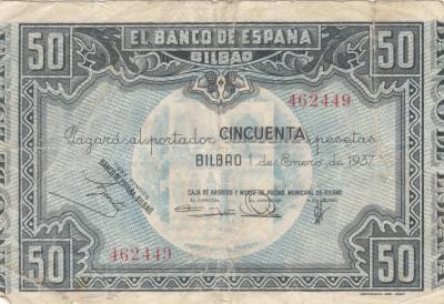 CRBS0850 BILLETE ESPAÑA 50 PESETAS 1937 BILBAO BC 