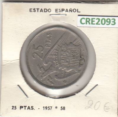 CRE2093 MONEDA ESPAÑA FRANCO 25 PESETAS 1957 58 MBC 