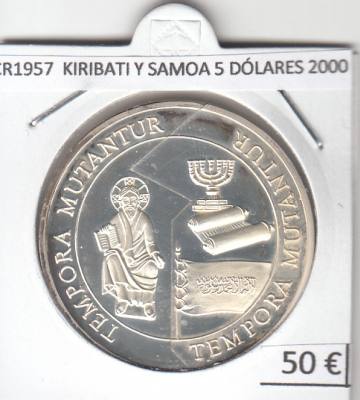 CR1957 MONEDA KIRIBATI Y SAMOA 5 DÓLARES 2000 PLATA 