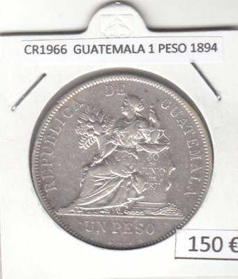 CR1966 MONEDA GUATEMALA 1 PESO 1894 PLATA 