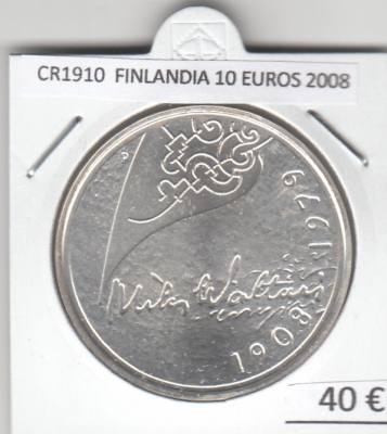 CR1910 MONEDA FINLANDIA 10 EUROS 2008 PLATA 