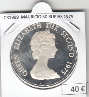 CR1999 MONEDA MAURICIO 50 RUPIAS 1975 PLATA 