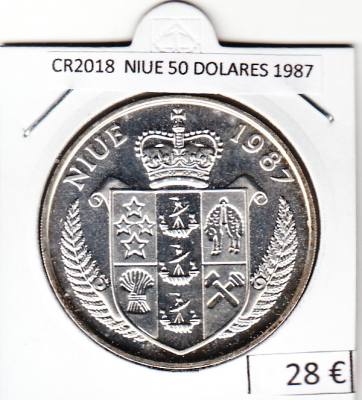 CR2018 MONEDA NIUE 50 DOLARES 1987 PLATA 