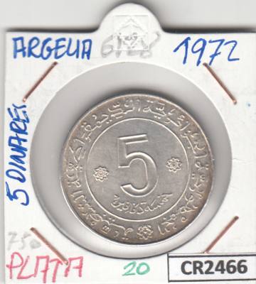 CR2466 MONEDA ARGELIA 5 DINARES 1972 PLATA 