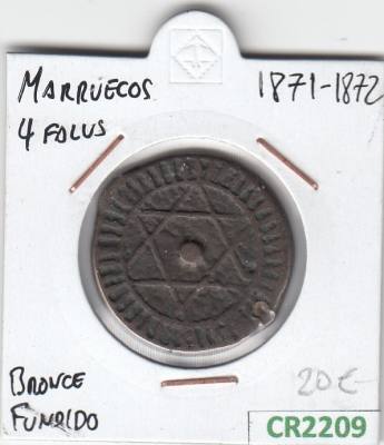 CR2209 MONEDA MARRUECOS 4 FALUS 1871-1872 BRONCE FUNDIDO
