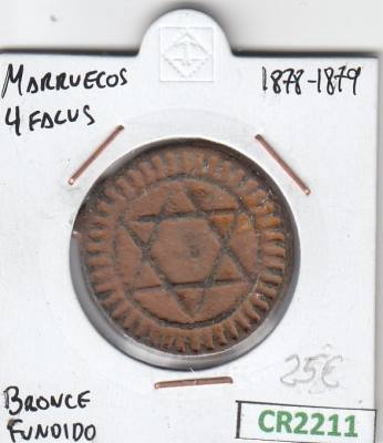 CR2211 MONEDA MARRUECOS 4 FALUS 1880-1879 BRONCE FUNDIDO