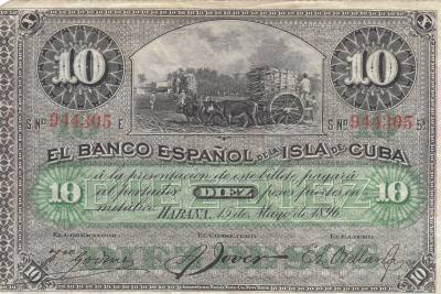 CRBX203 BILLETE CUBA 10 PESOS 1896 MBC