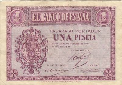 CRBS0990 BILLETE ESPAÑA 1 PESETA 1937 MBC