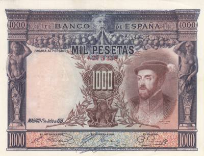 CRBS1027 BILLETE ESPAÑA 1000 PESETAS 1925 EBC+ CON DOBLEZ CENTRAL