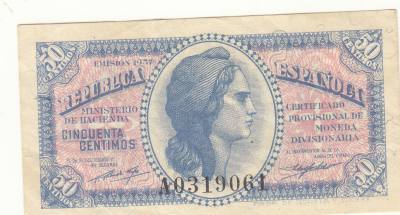 CRBS1084 BILLETE ESPAÑA 50 CENTIMOS EMISION 1937 USADO