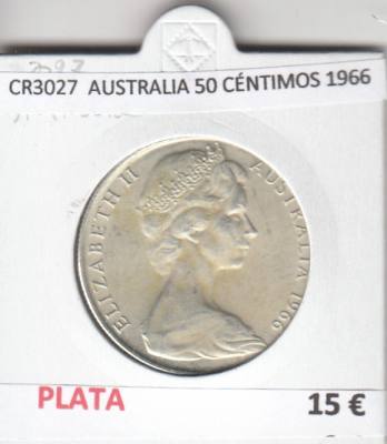 CR3027 MONEDA AUSTRALIA 50 CENTIMOS 1966 MBC PLATA