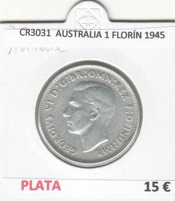 CR3031 MONEDA AUSTRALIA 1 FLORIN 1945 BC PLATA