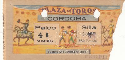 CRBL0107 ENTRADA DE TOROS 1959 CORDOBA