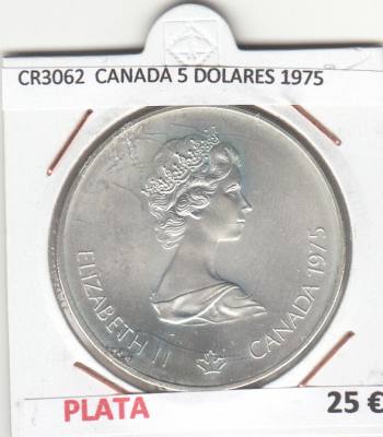 CR3062 MONEDA CANADA 5 DOLARES 1975 MBC PLATA